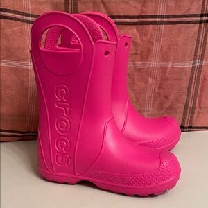 CROCS Kids Vibrant Pink Rain Boots